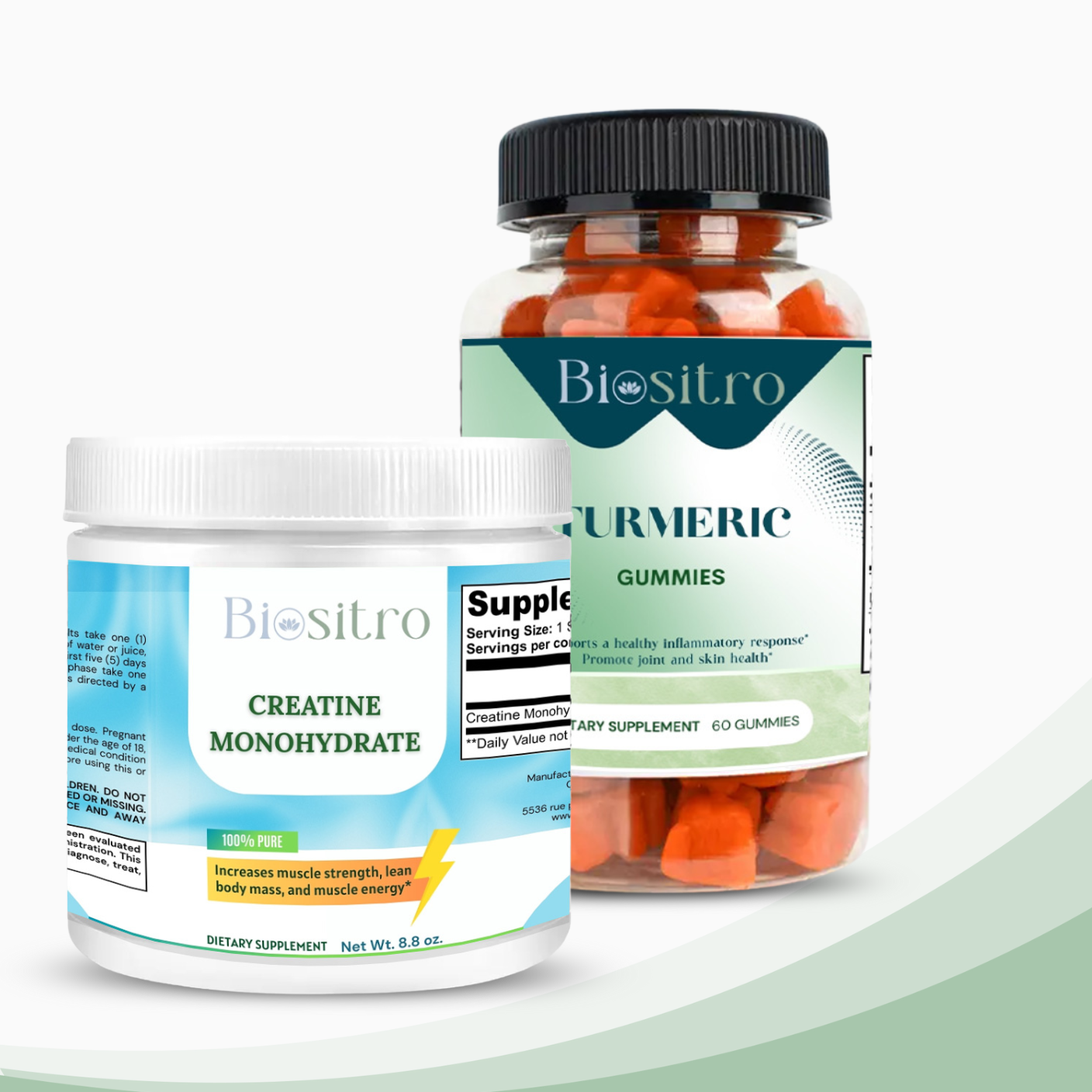 Biositro Strength & Vitality Stack (Turmeric Gummies + Creatine Monohydrate)